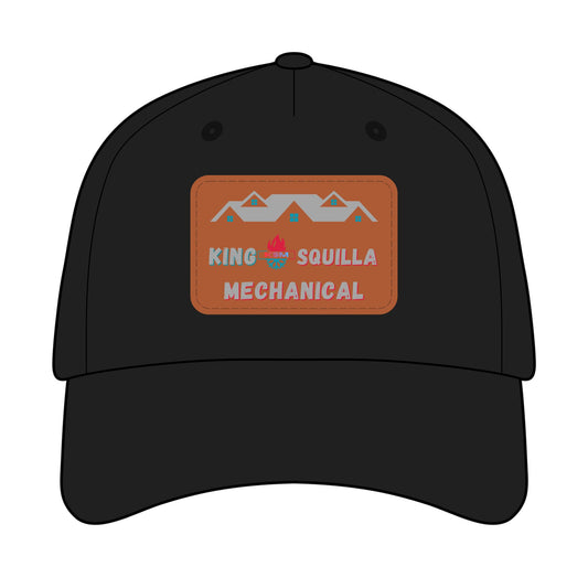 Leather Patch Baseball Cap — "King Squilla Mechanical" Outdoor Work Hat - King Squilla Mechanical