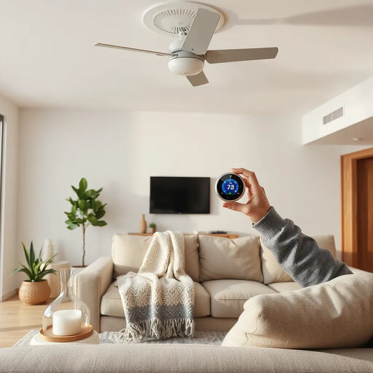 Cozy living room with a visible thermostat and HVAC vent for comfortable indoor temperature