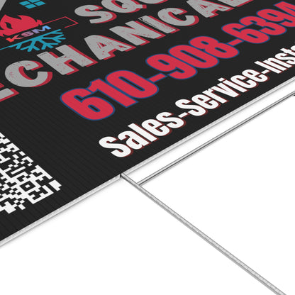 KSM Lawn Sign - Sales, Service & Installation with QR Code - King Squilla Mechanical