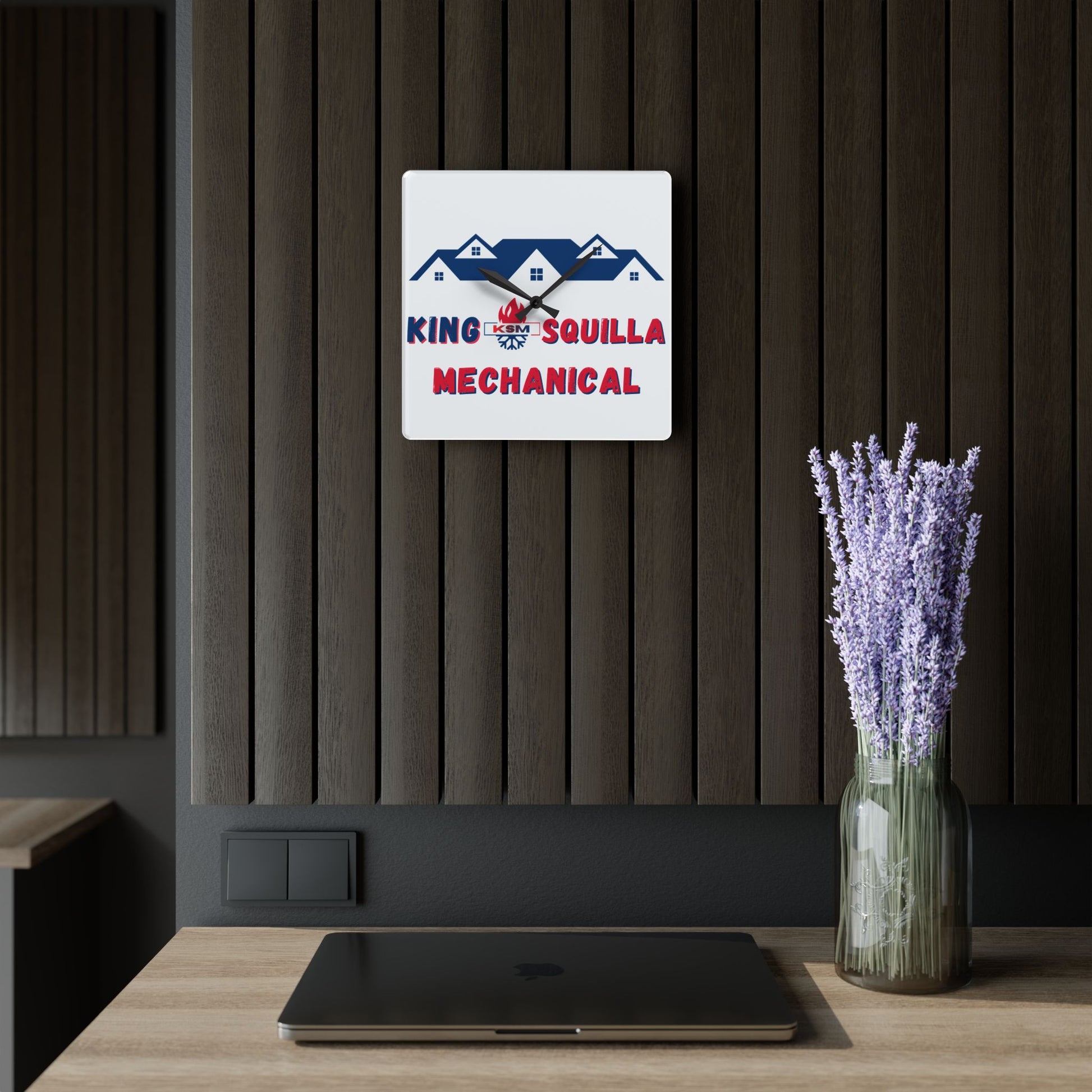 KSM Acrylic Wall Clock — King Squilla Mechanical Light Logo - King Squilla Mechanical