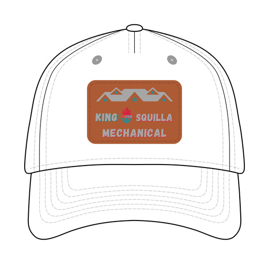 Leather Patch Baseball Cap — "King Squilla Mechanical" Outdoor Work Hat - King Squilla Mechanical