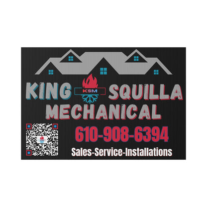 KSM Lawn Sign - Sales, Service & Installation with QR Code - King Squilla Mechanical